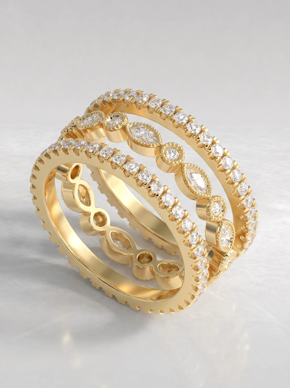 The Aveline Lab-Grown Diamond Stackable Band Hidden Halo Wedding Band - View 7