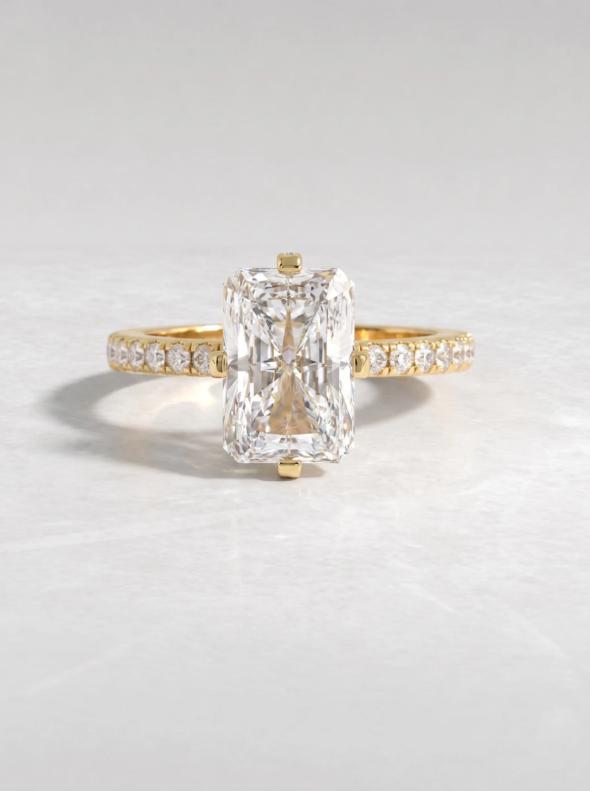 The Aveline Radiant Cut Lab-Grown Diamond Hidden Halo, Accent Heirloom Solitaire Ring