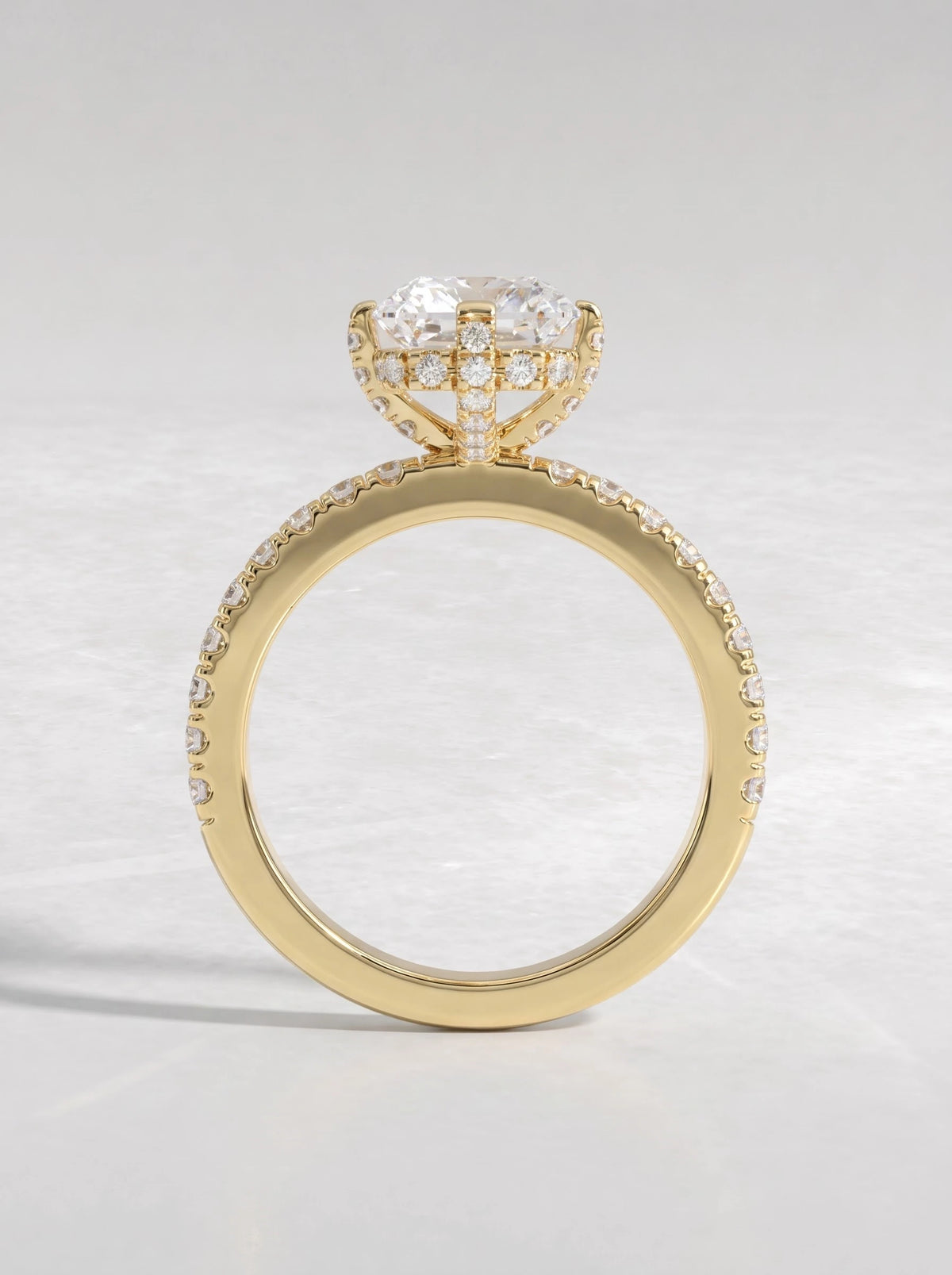 The Aveline Radiant Cut Lab-Grown Diamond Hidden Halo, Accent Heirloom Solitaire Ring - View 6