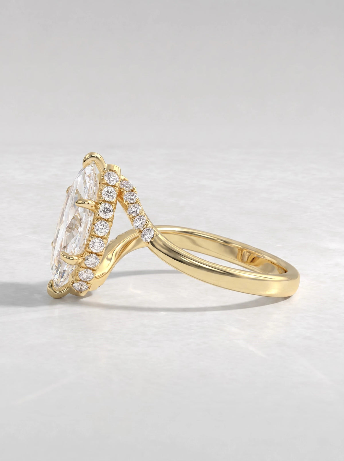 The Camille Marquise Cut Lab-Grown Diamond Solitare With Accent, Bypass Heirloom Solitaire Ring - View 4