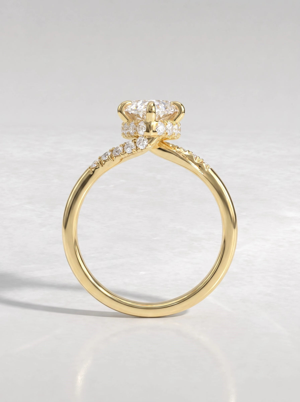 The Camille Marquise Cut Lab-Grown Diamond Solitare With Accent, Bypass Heirloom Solitaire Ring - View 6