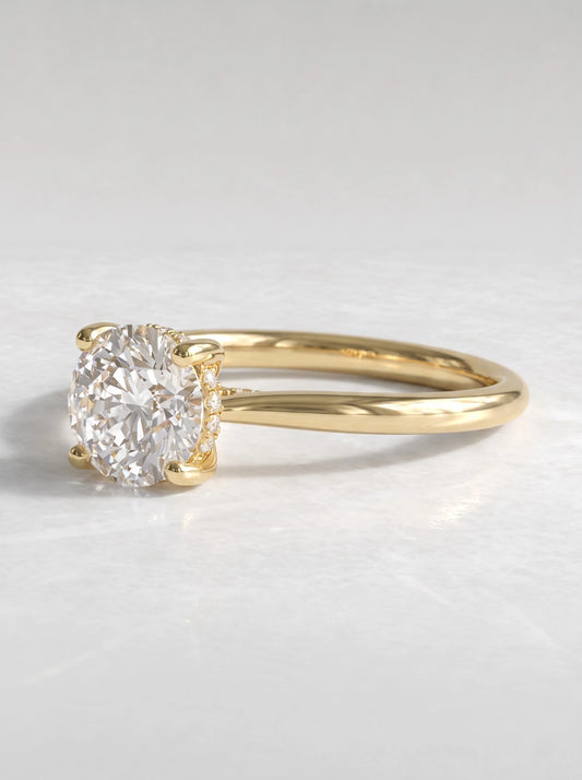 The Camille Round Cut Lab-Grown Diamond Solitaire, Hidden Halo Heirloom Ring - View 2