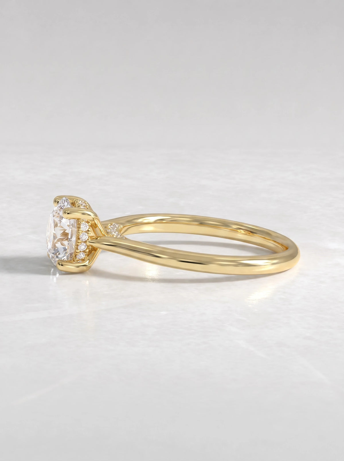 The Camille Round Cut Lab-Grown Diamond Solitaire, Hidden Halo Heirloom Ring - View 3