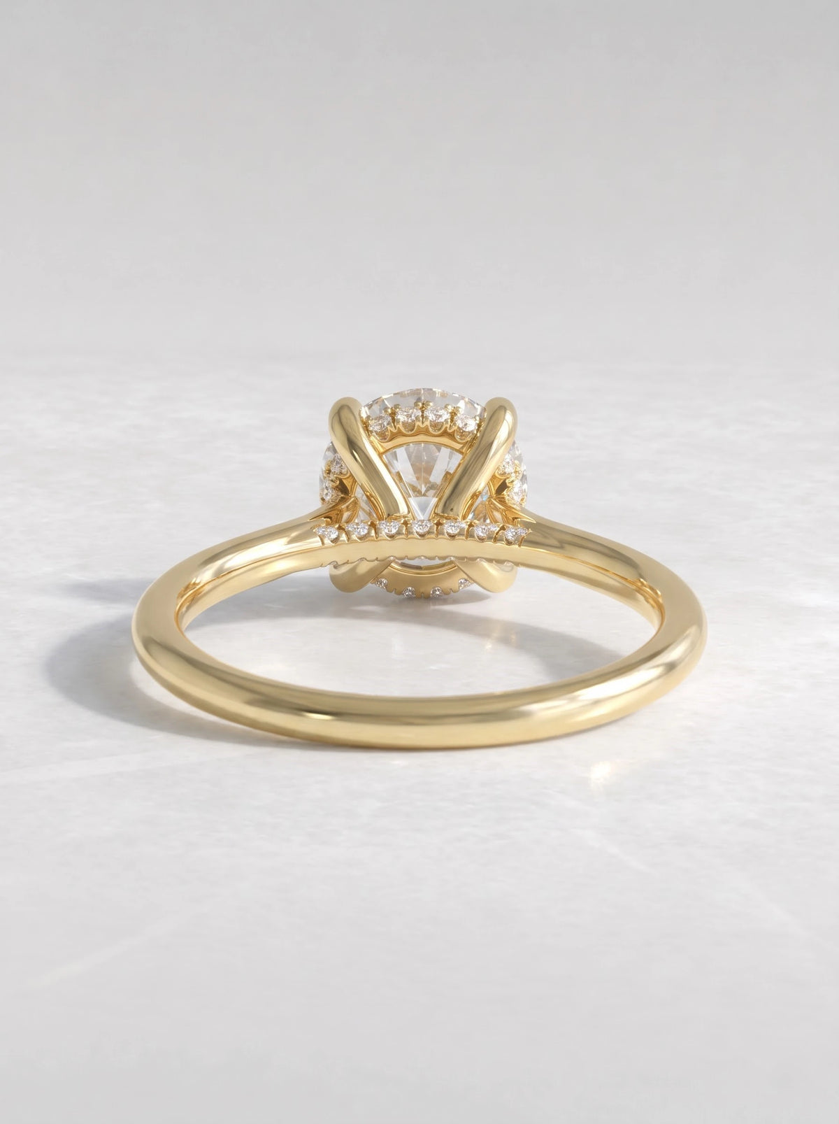 The Camille Round Cut Lab-Grown Diamond Solitaire, Hidden Halo Heirloom Ring - View 4