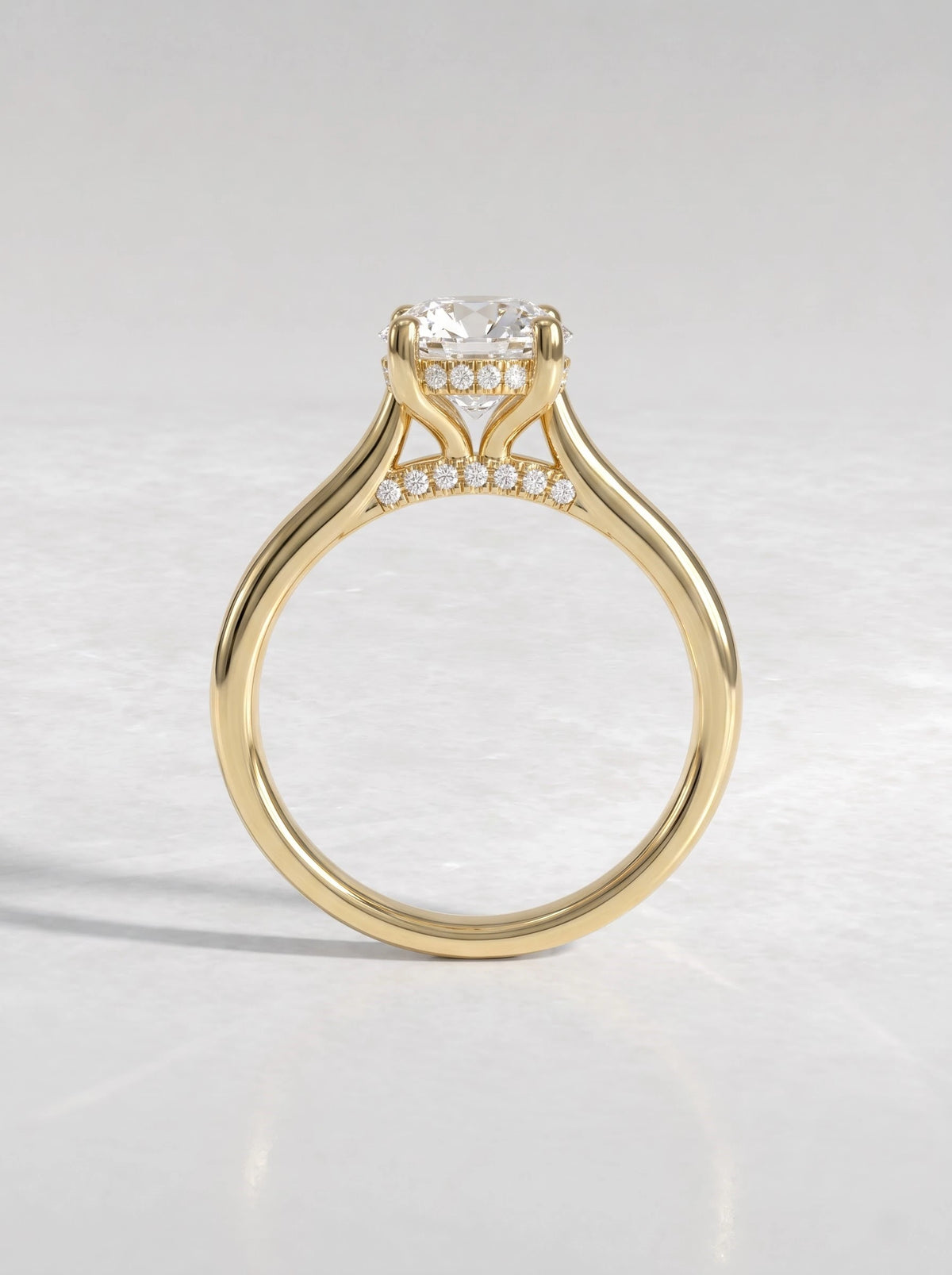 The Camille Round Cut Lab-Grown Diamond Solitaire, Hidden Halo Heirloom Ring - View 5