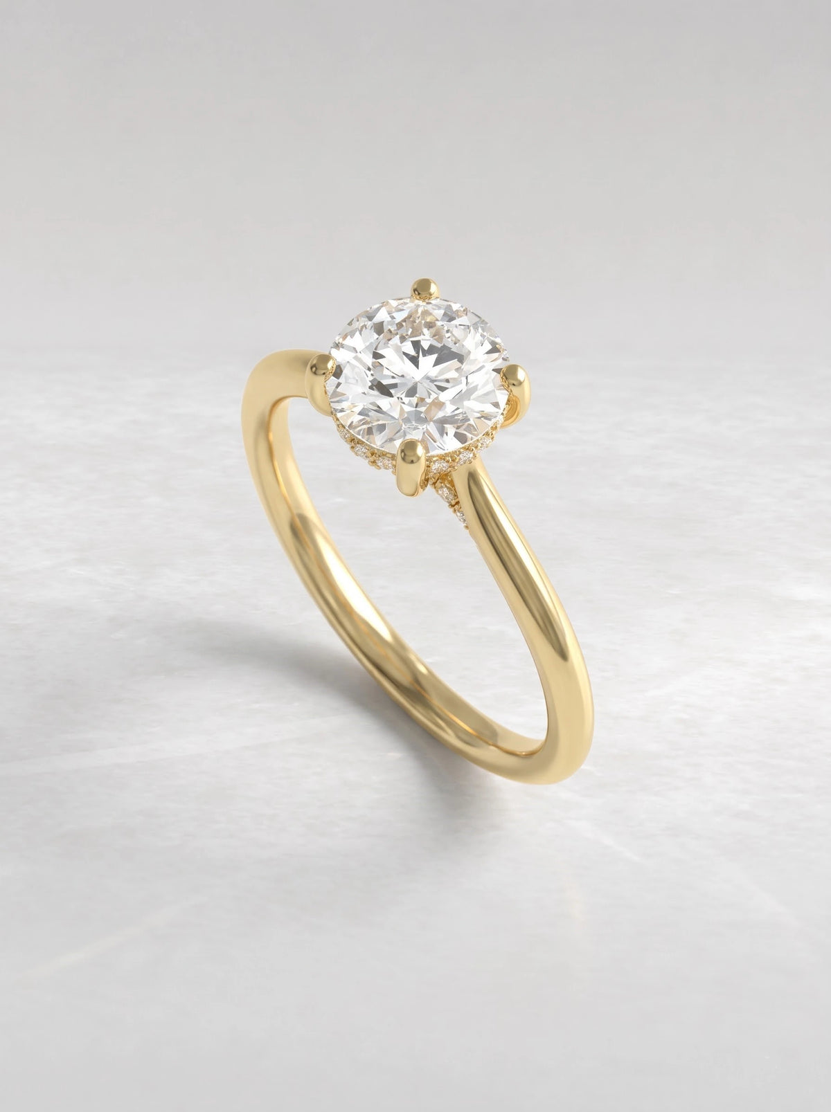 The Camille Round Cut Lab-Grown Diamond Solitaire, Hidden Halo Heirloom Ring - View 6