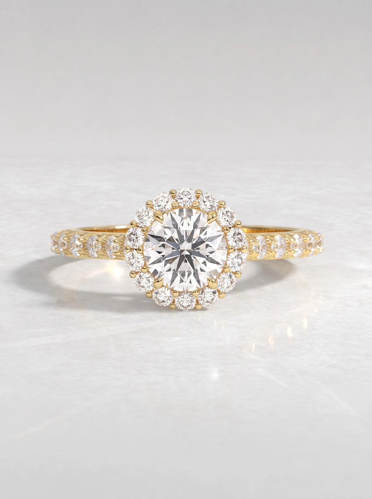 The Camille Round Cut Lab-Grown Diamond Solitare With Accent Heirloom Solitaire Ring