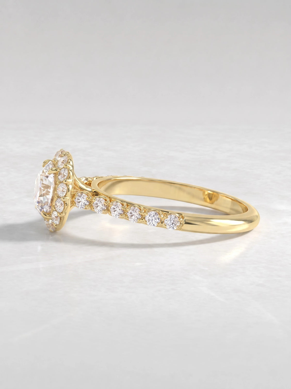 The Camille Round Cut Lab-Grown Diamond Solitare With Accent Heirloom Solitaire Ring - View 4