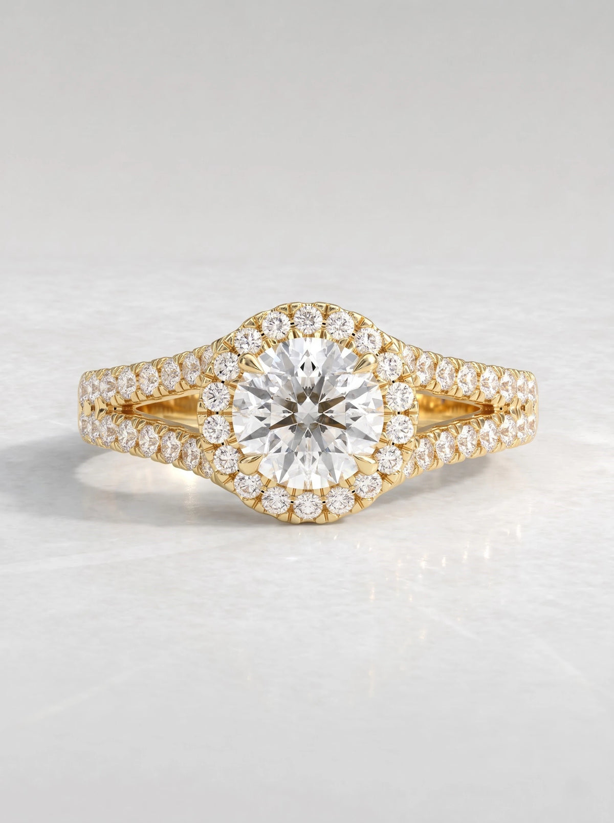 The Celeste Round Cut Lab-Grown Diamond Halo Bridal Ring - View 2