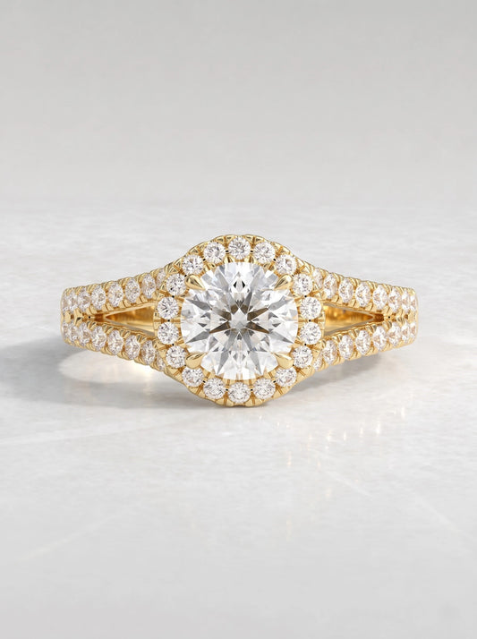 The Celeste Round Cut Lab-Grown Diamond Halo Bridal Ring - View 2