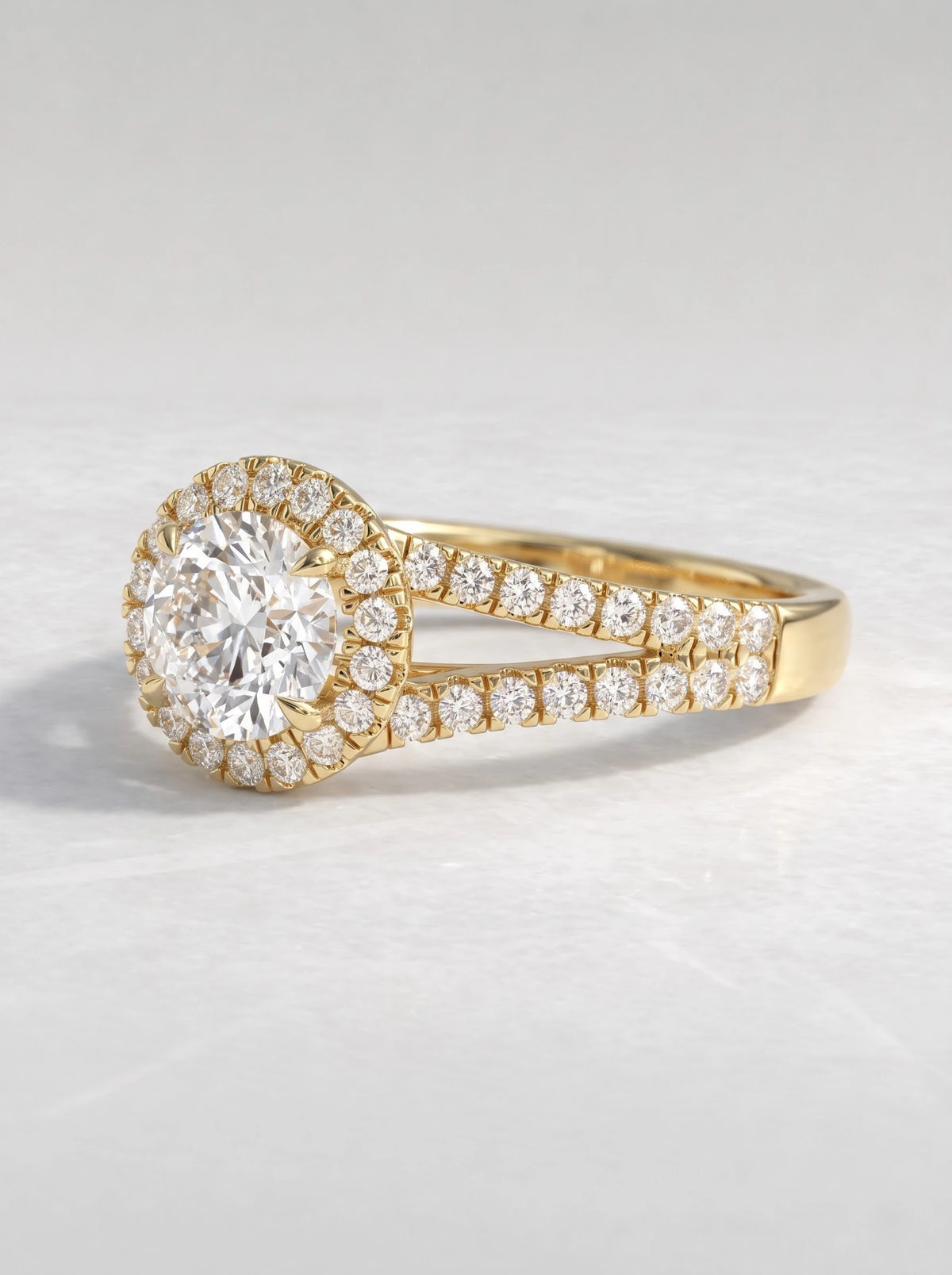 The Celeste Round Cut Lab-Grown Diamond Halo Bridal Ring - View 3