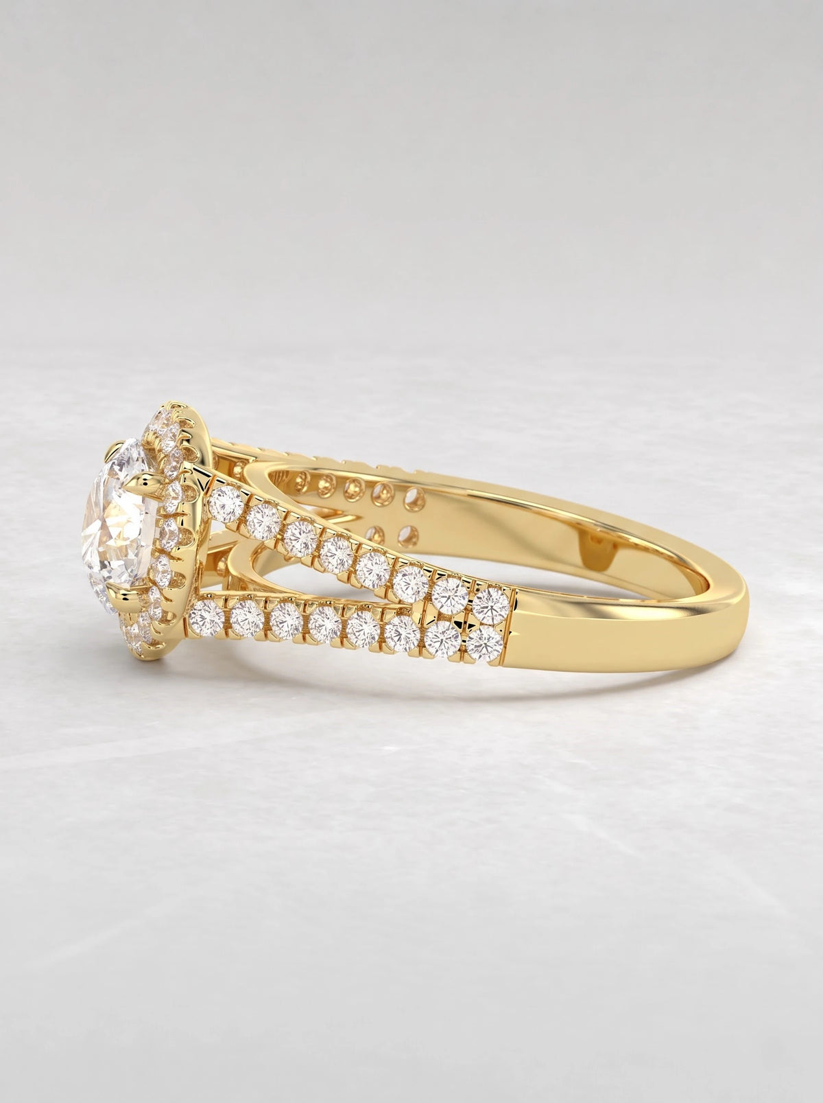 The Celeste Round Cut Lab-Grown Diamond Halo Bridal Ring - View 4