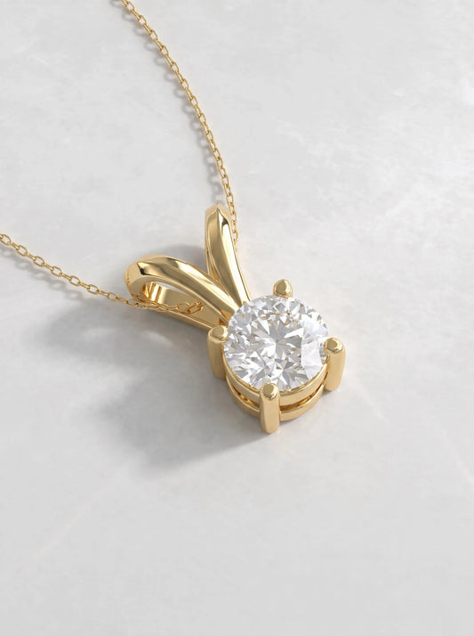 The Celeste Round Cut Lab-Grown Diamond Solitaire Pendant - View 2