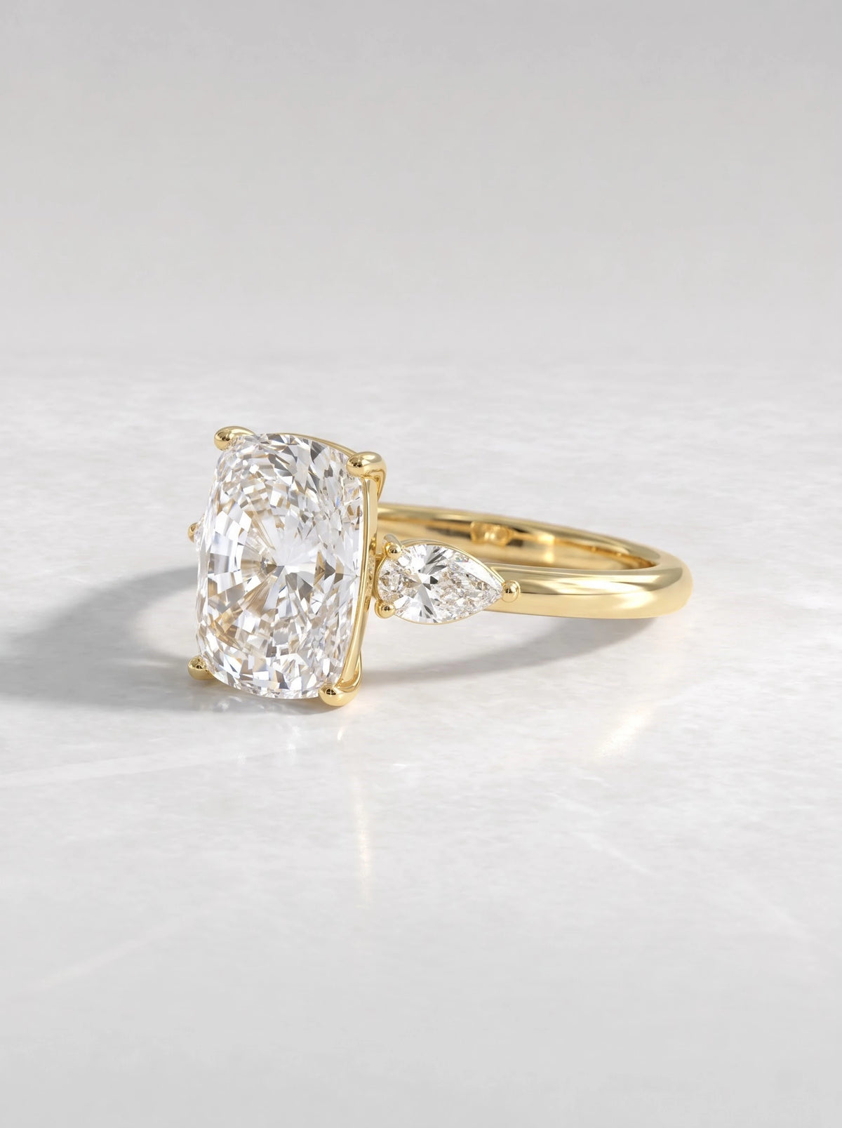 The Eloise Cushion Cut Lab-Grown Diamond Three Stone Hidden Halo Bridal Ring - View 3