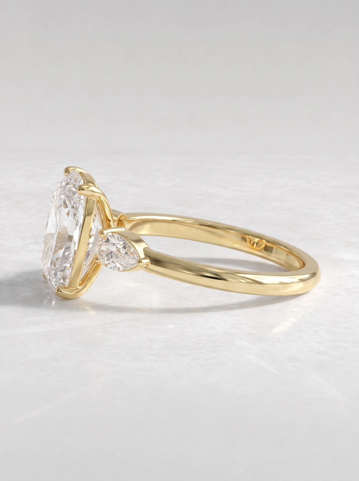 The Eloise Cushion Cut Lab-Grown Diamond Three Stone Hidden Halo Bridal Ring - View 4