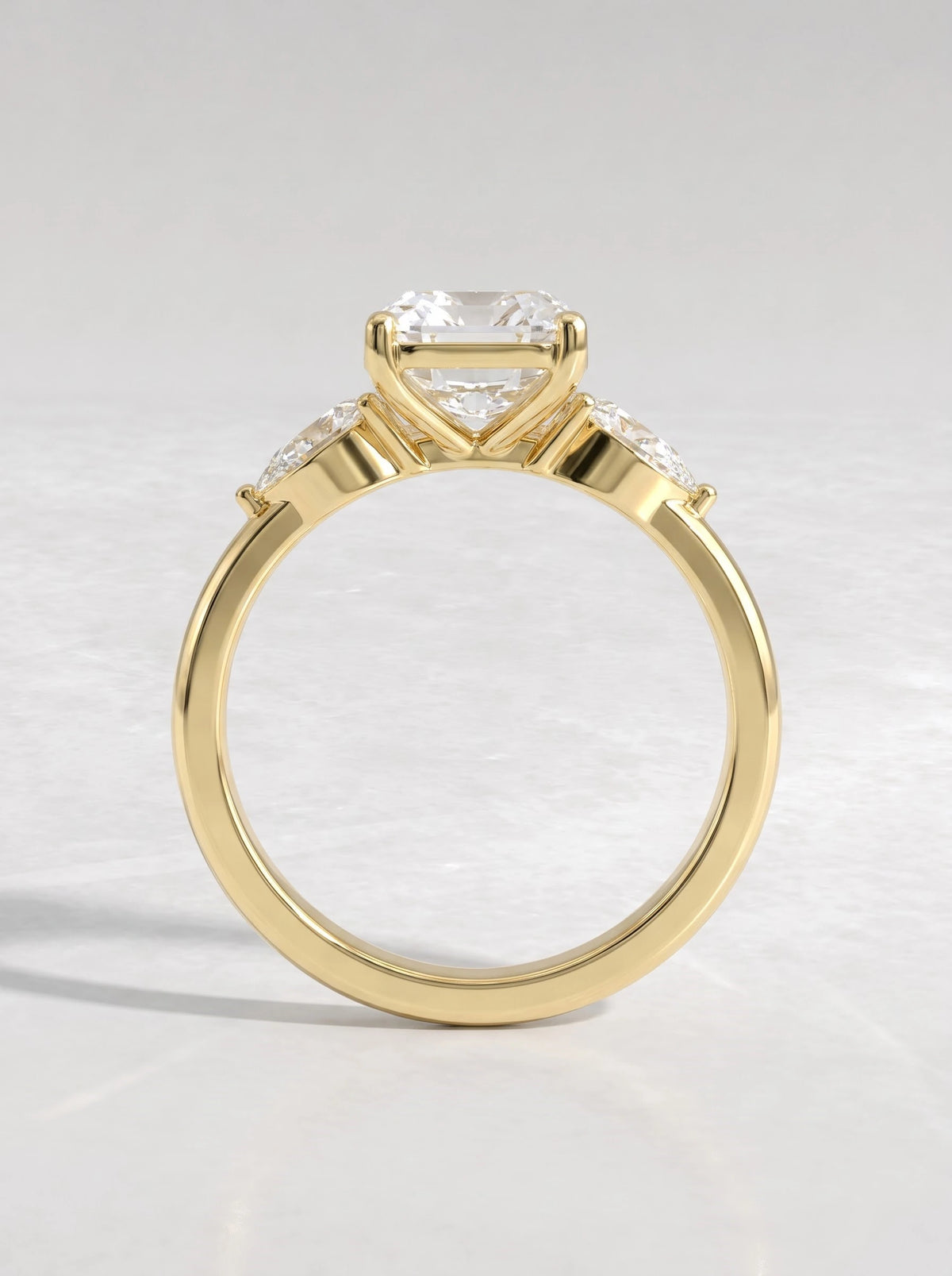 The Eloise Cushion Cut Lab-Grown Diamond Three Stone Hidden Halo Bridal Ring - View 5