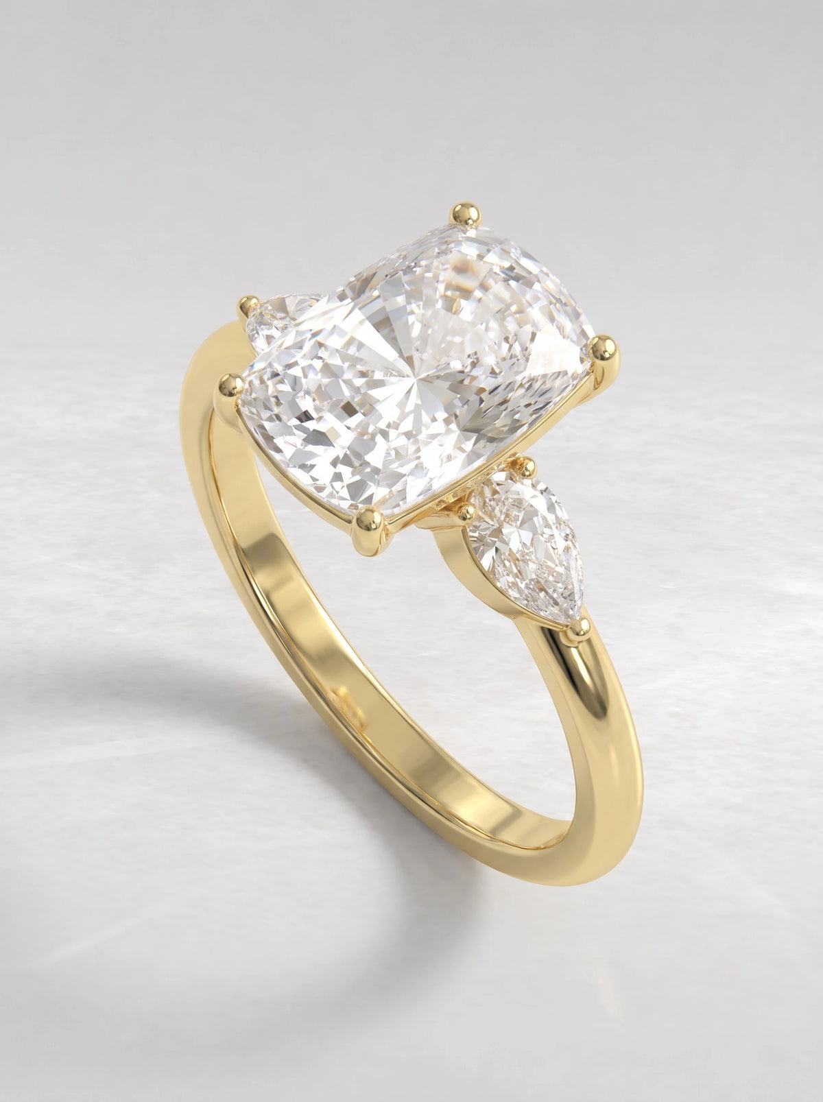The Eloise Cushion Cut Lab-Grown Diamond Three Stone Hidden Halo Bridal Ring - View 6