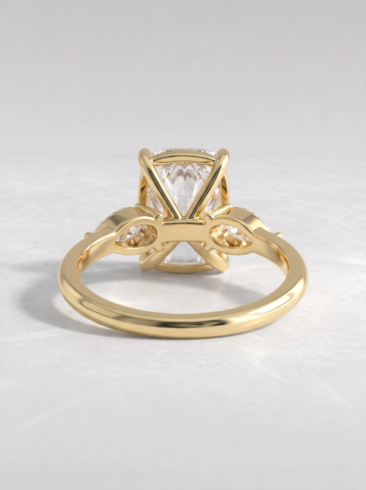 The Eloise Cushion Cut Lab-Grown Diamond Three Stone Hidden Halo Bridal Ring - View 7