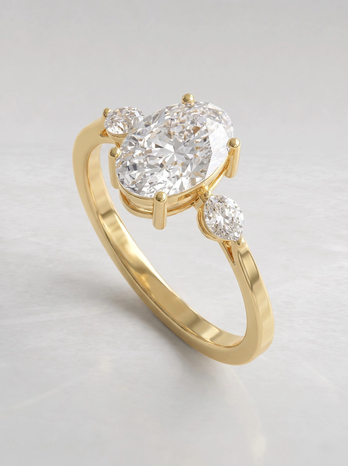 The Juliette Oval Cut Lab-Grown Diamond Three Stone Hidden Halo Engagement Ring - View 7