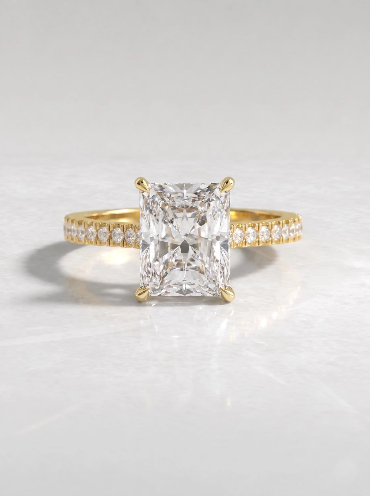 The Juliette Radiant Cut Lab-Grown Diamond Solitare With Accent Engagement Ring