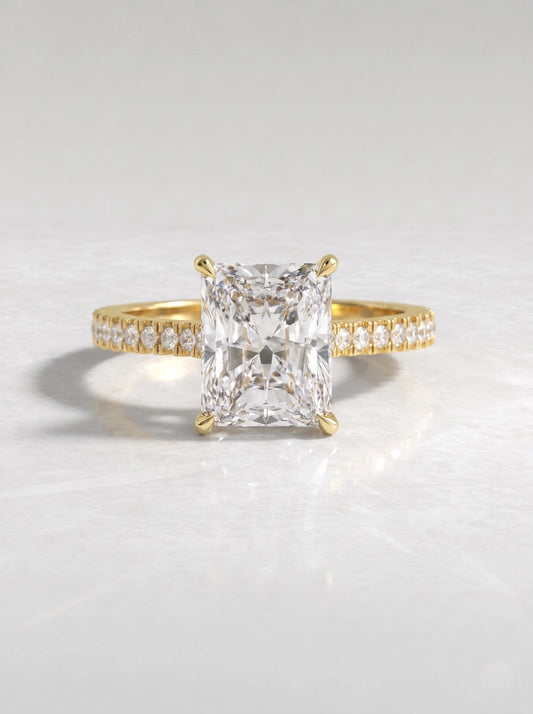 The Juliette Radiant Cut Lab-Grown Diamond Solitare With Accent Engagement Ring