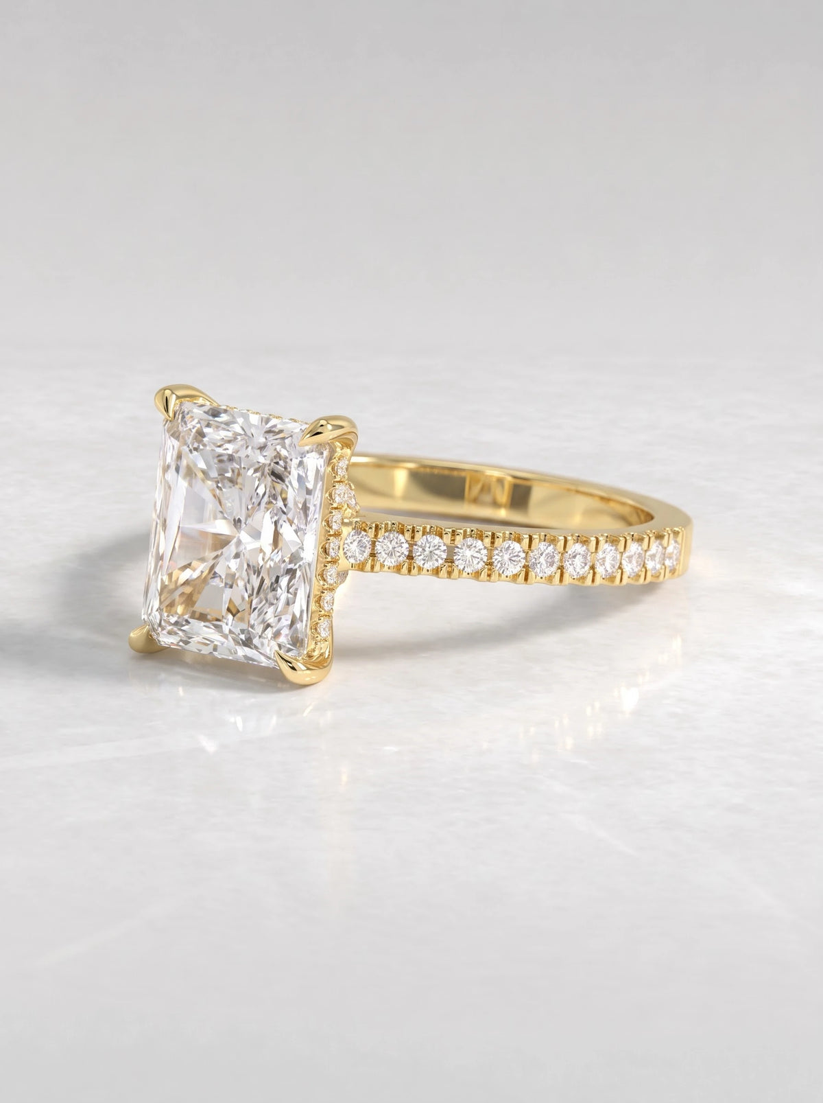The Juliette Radiant Cut Lab-Grown Diamond Solitare With Accent Engagement Ring - View 3