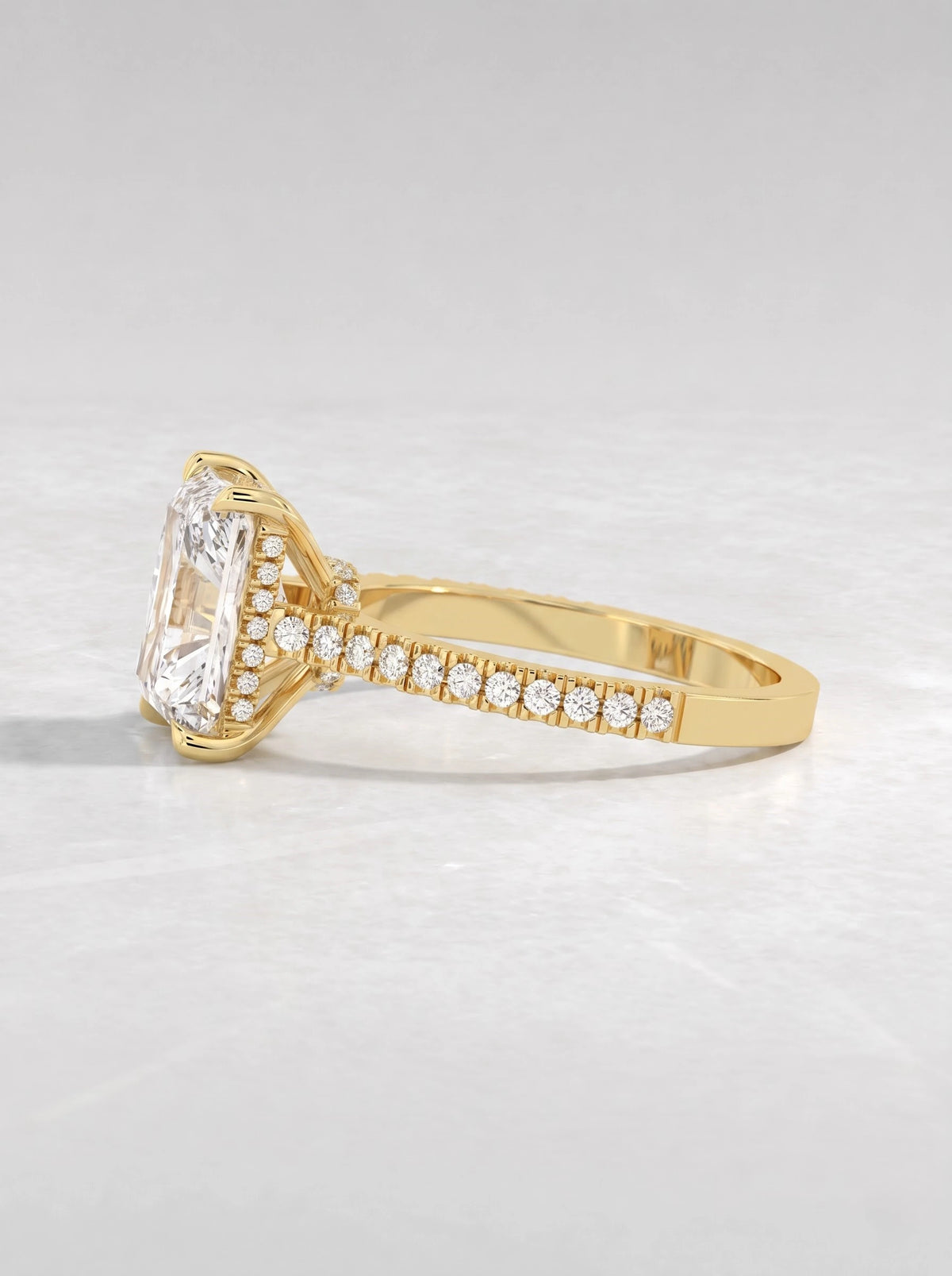 The Juliette Radiant Cut Lab-Grown Diamond Solitare With Accent Engagement Ring - View 4