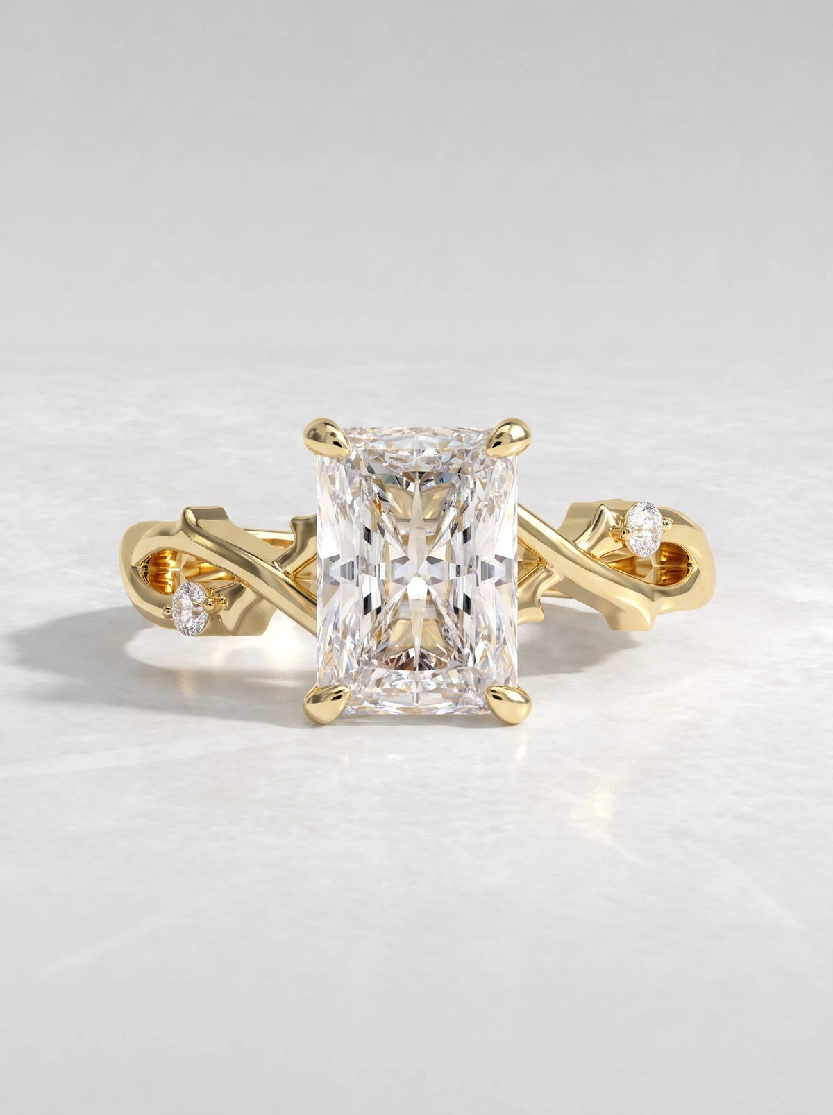 The Juliette Radiant Cut Lab-Grown Diamond Three Stone Hidden Halo Engagement Ring - View 2