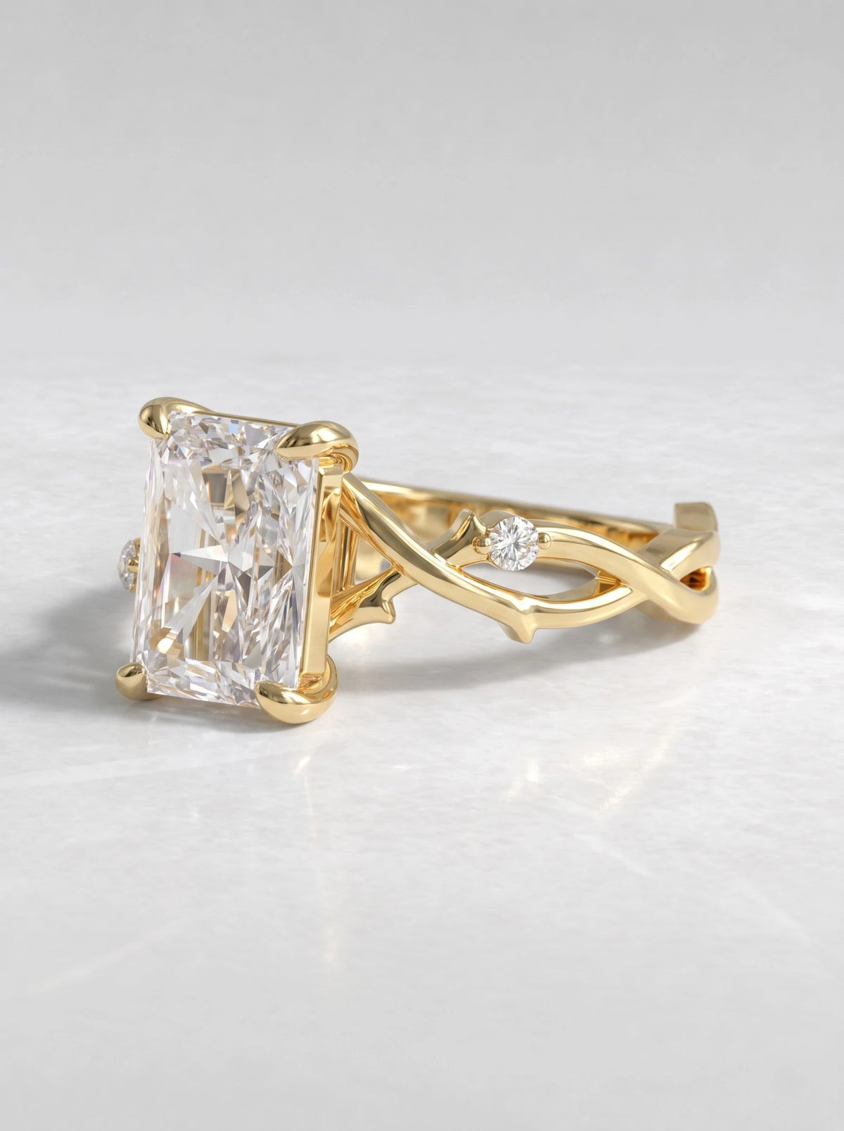 The Juliette Radiant Cut Lab-Grown Diamond Three Stone Hidden Halo Engagement Ring - View 3