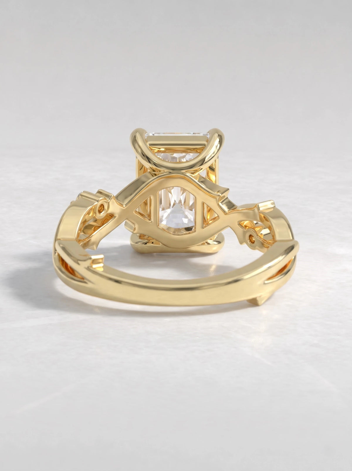 The Juliette Radiant Cut Lab-Grown Diamond Three Stone Hidden Halo Engagement Ring - View 5