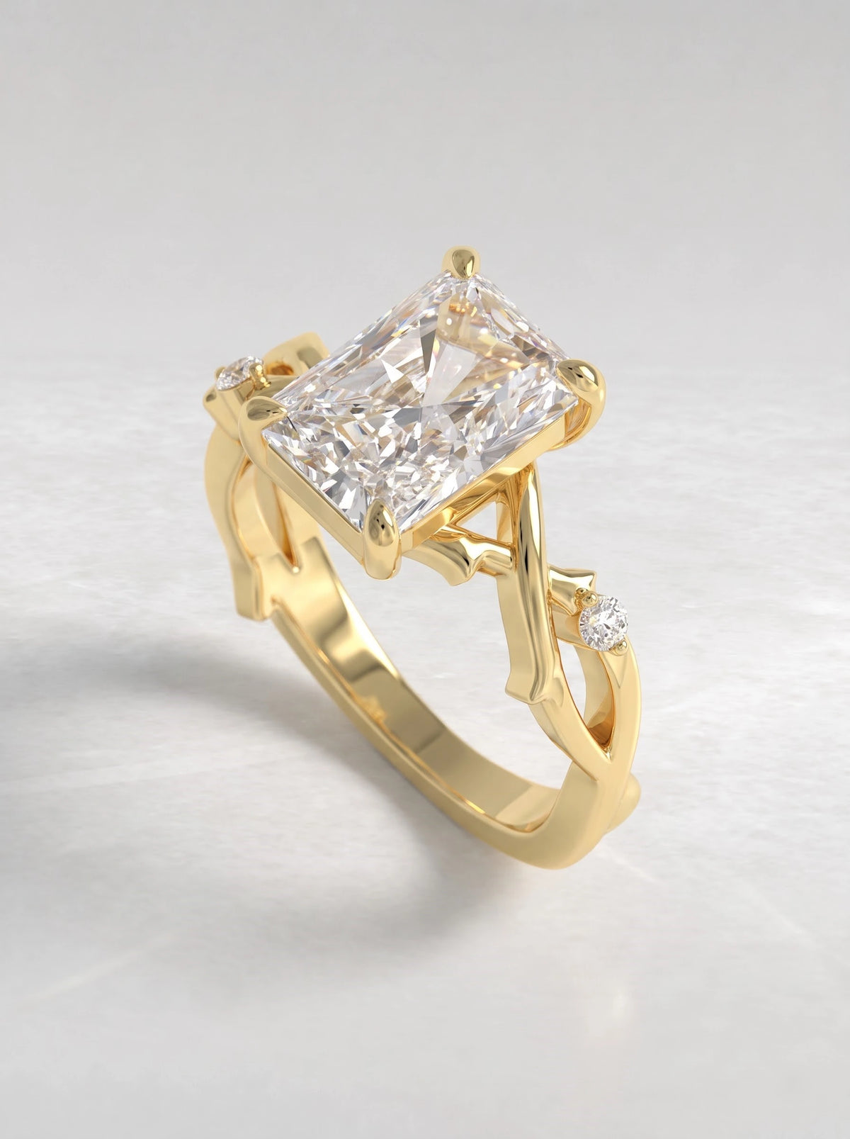 The Juliette Radiant Cut Lab-Grown Diamond Three Stone Hidden Halo Engagement Ring - View 7