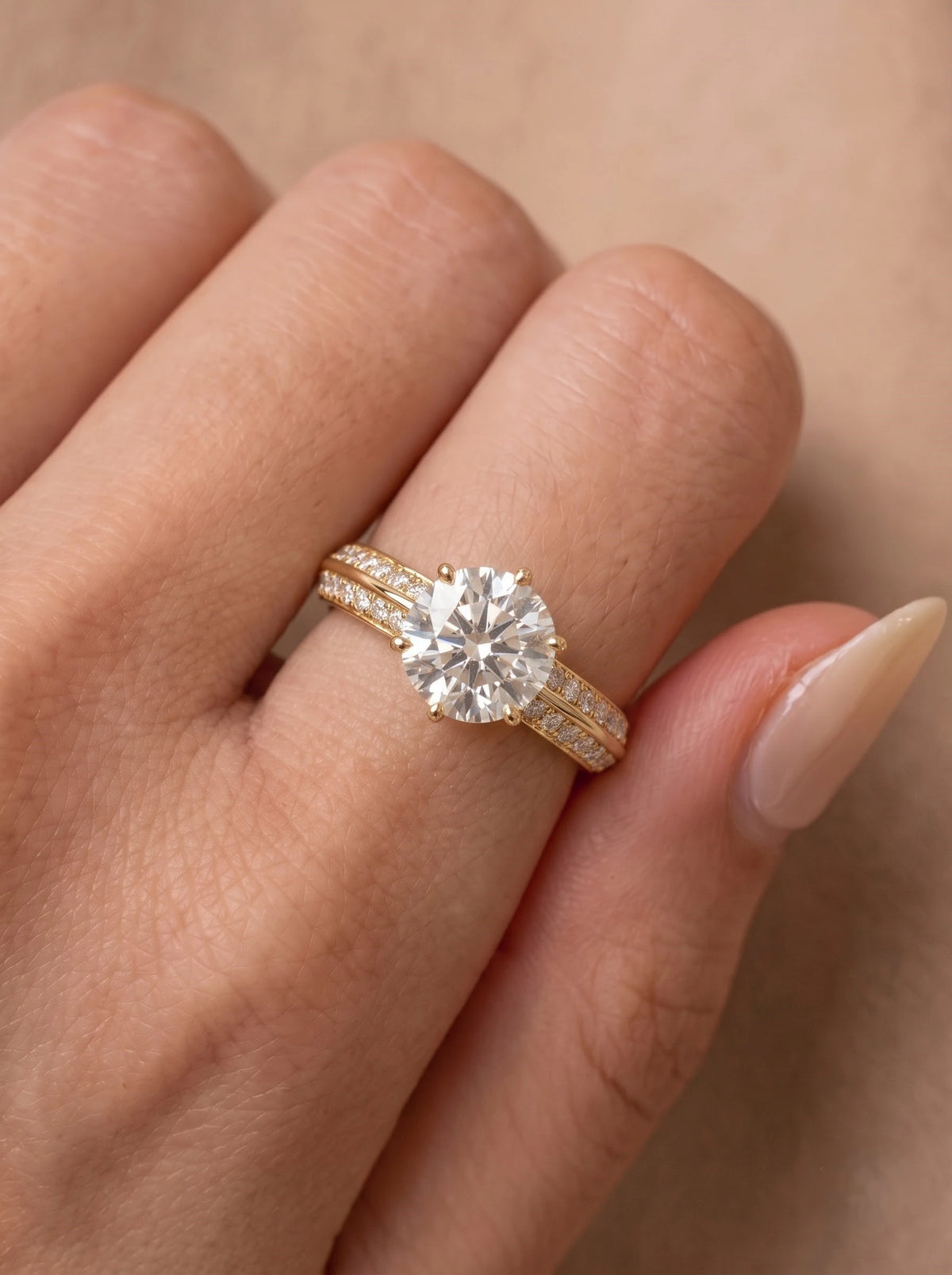The Noelle Round Cut Lab-Grown Diamond Solitare With Accent Heirloom Solitaire Ring