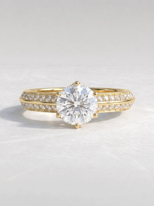 The Noelle Round Cut Lab-Grown Diamond Solitare With Accent Heirloom Solitaire Ring - View 2