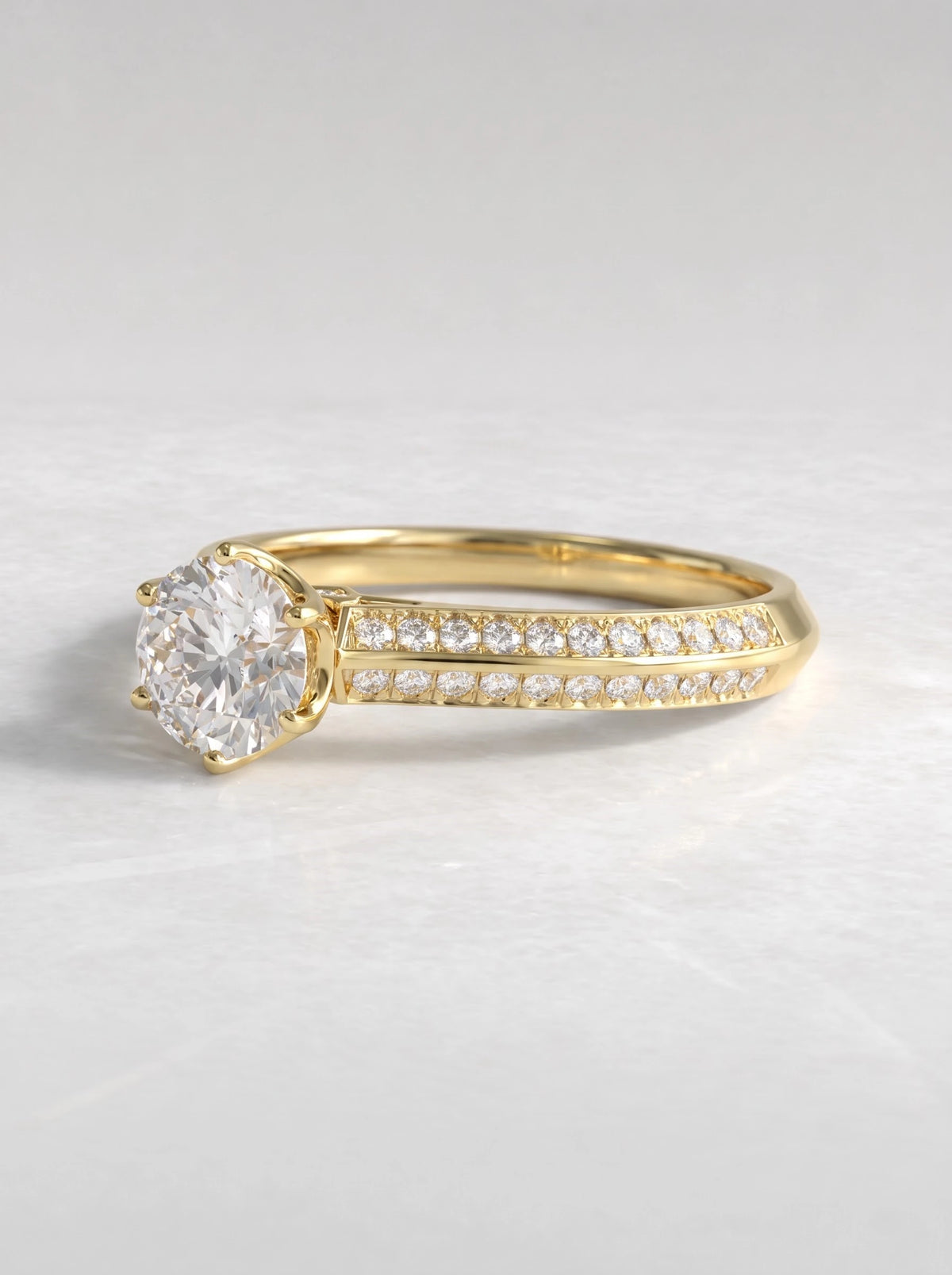 The Noelle Round Cut Lab-Grown Diamond Solitare With Accent Heirloom Solitaire Ring - View 3