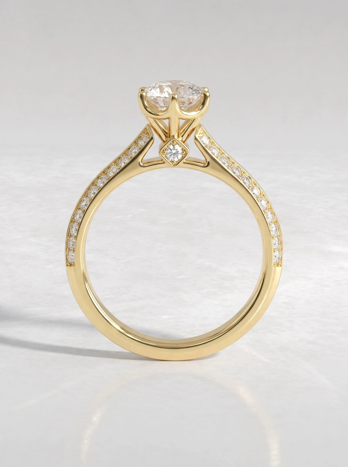 The Noelle Round Cut Lab-Grown Diamond Solitare With Accent Heirloom Solitaire Ring - View 6
