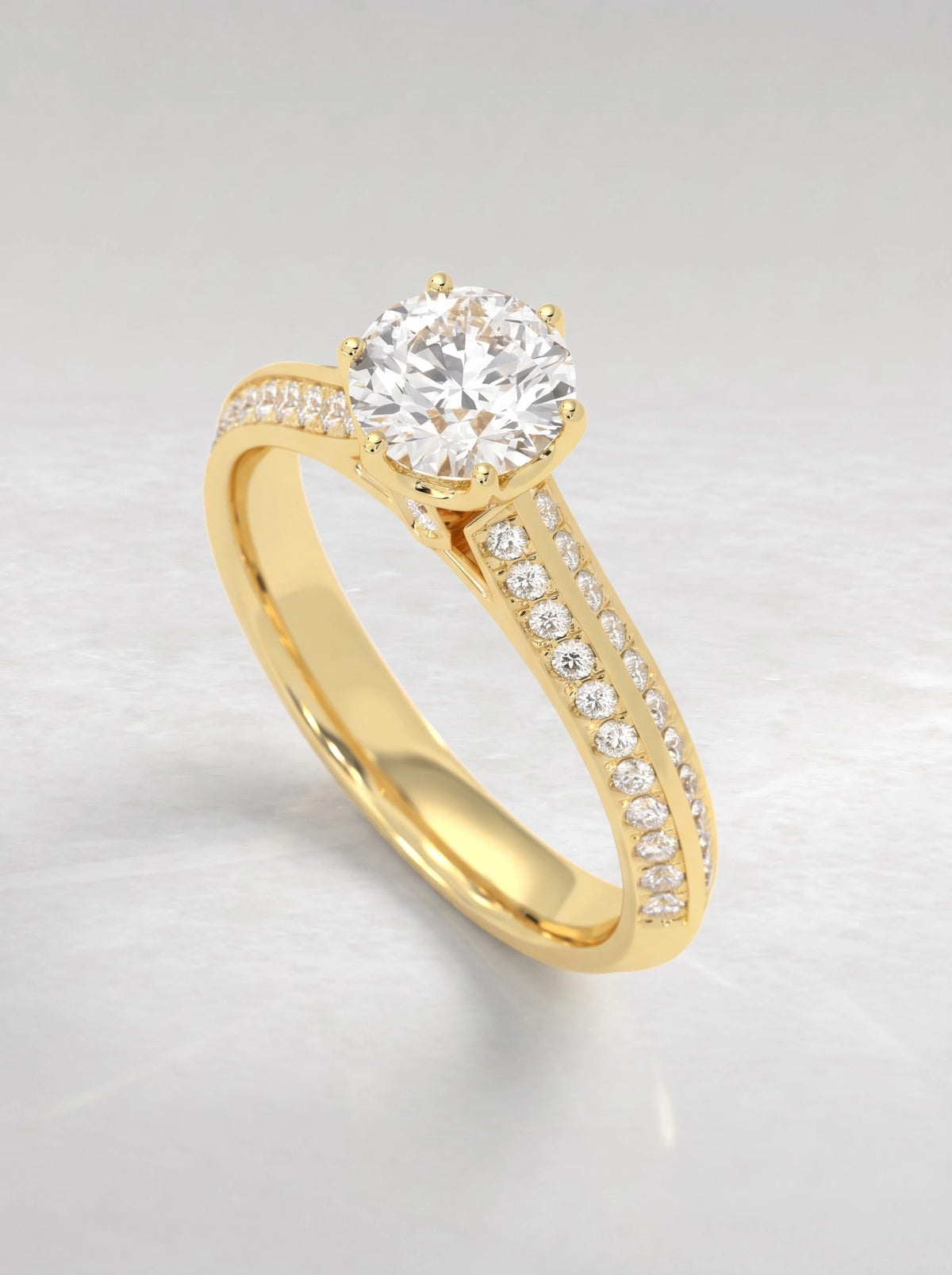 The Noelle Round Cut Lab-Grown Diamond Solitare With Accent Heirloom Solitaire Ring - View 7