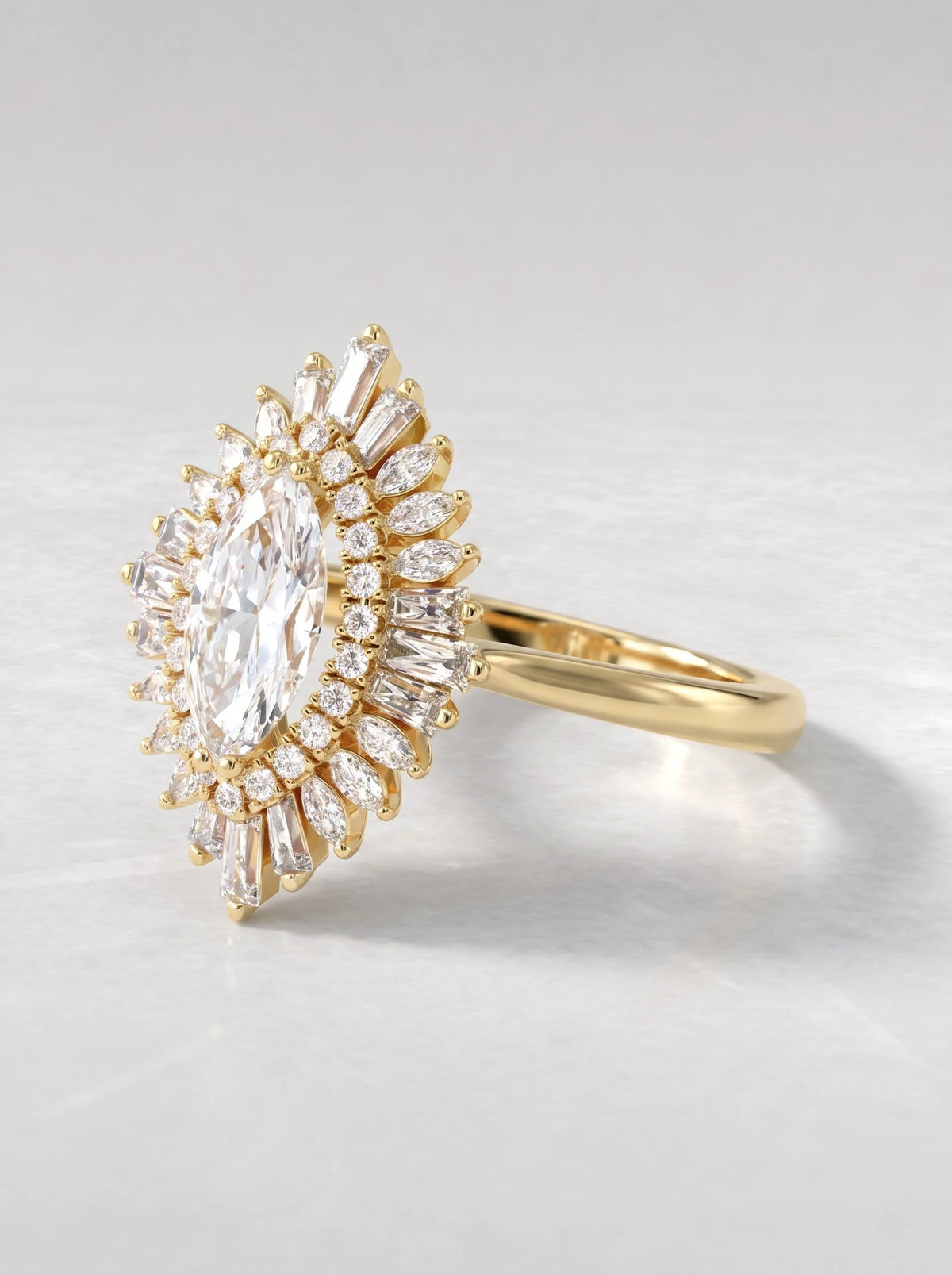 The Seraphina Marquise Cut Lab-Grown Diamond Double Halo Engagement Ring - View 2