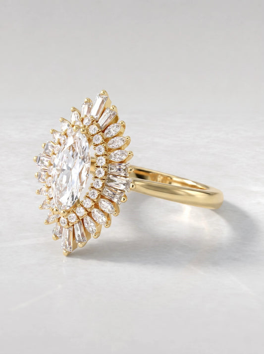 The Seraphina Marquise Cut Lab-Grown Diamond Double Halo Engagement Ring - View 2