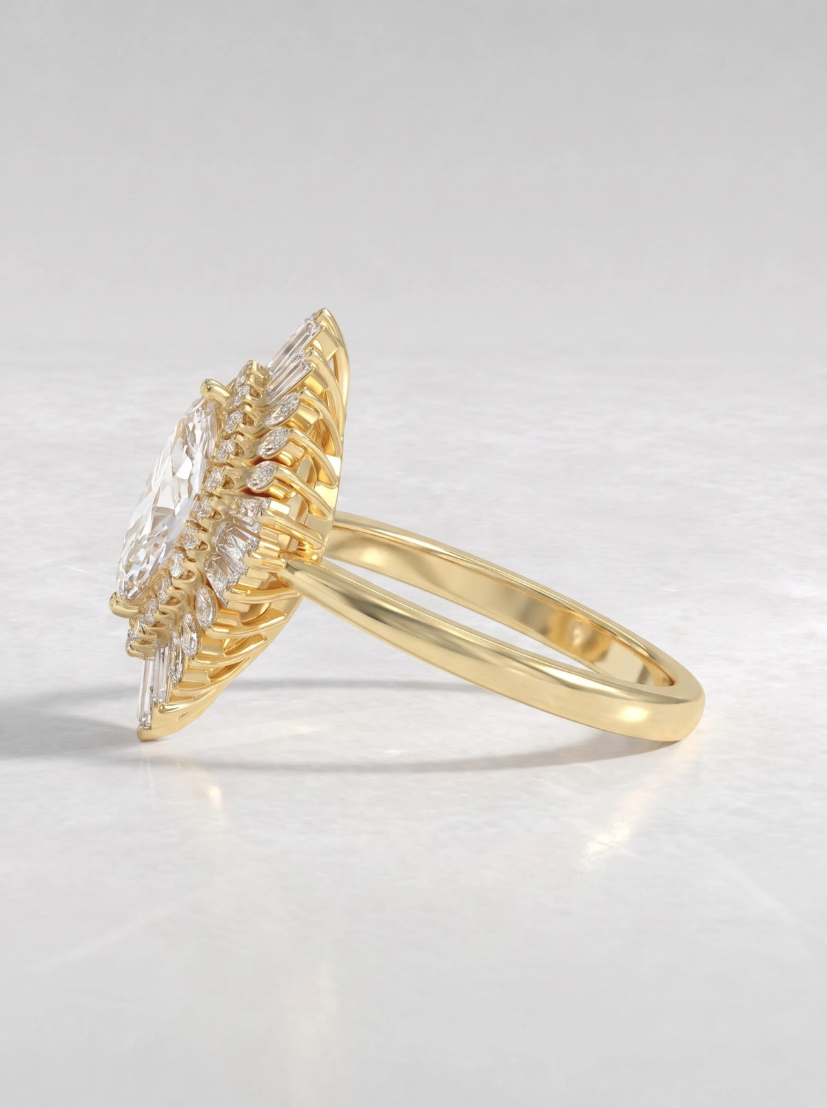 The Seraphina Marquise Cut Lab-Grown Diamond Double Halo Engagement Ring - View 3