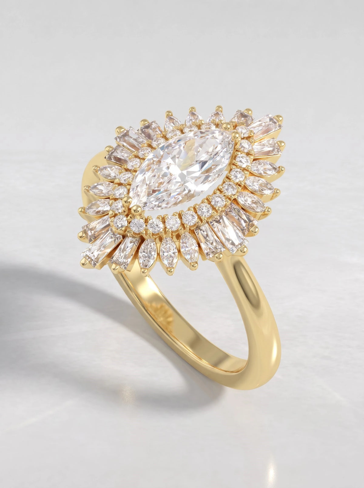 The Seraphina Marquise Cut Lab-Grown Diamond Double Halo Engagement Ring - View 6