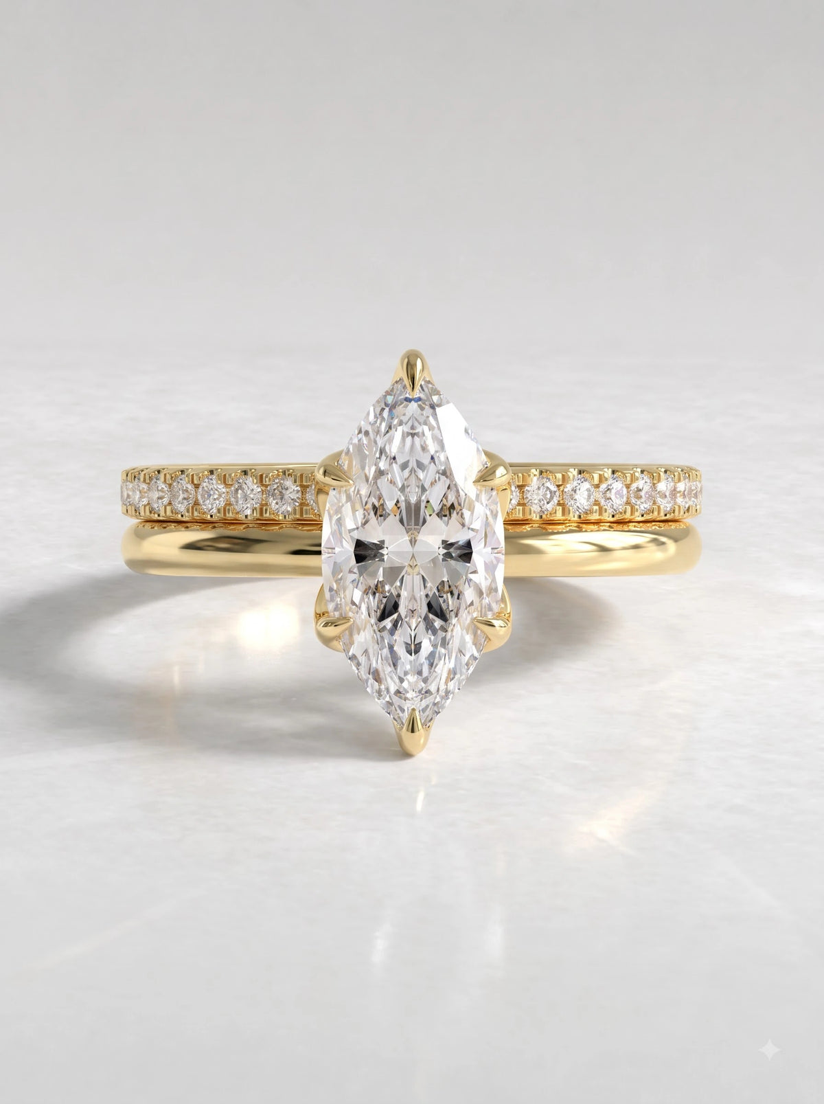 The Seraphina Marquise Cut Lab-Grown Diamond Full Eternity Band, Solitaire Hidden Halo Engagement Ring