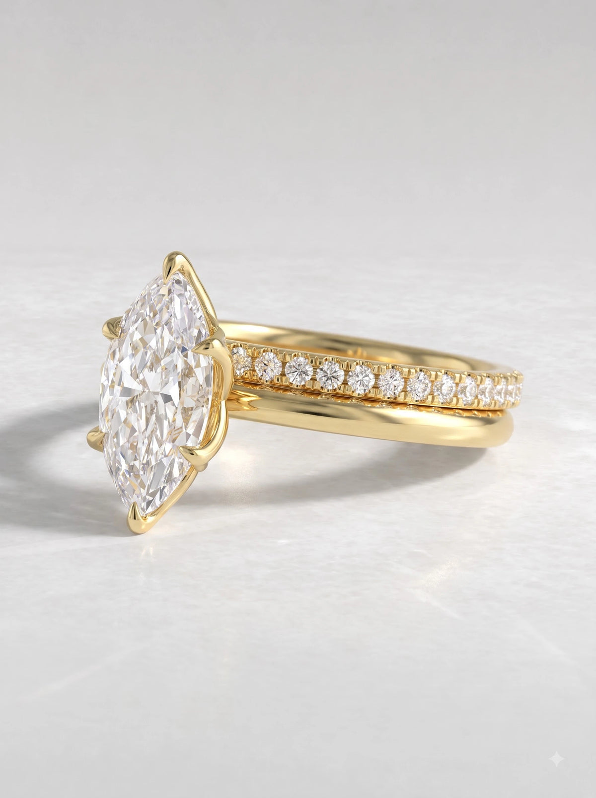 The Seraphina Marquise Cut Lab-Grown Diamond Full Eternity Band, Solitaire Hidden Halo Engagement Ring - View 3