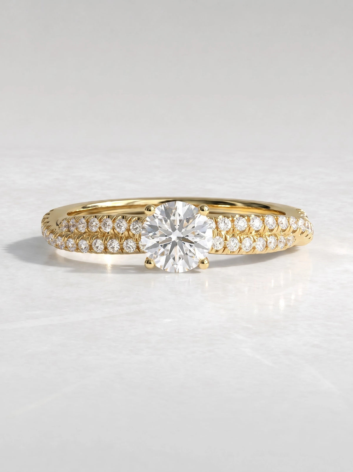Timeless Solitare With Accent, Twisted Shank Lab-Grown Diamond Engagement Ring