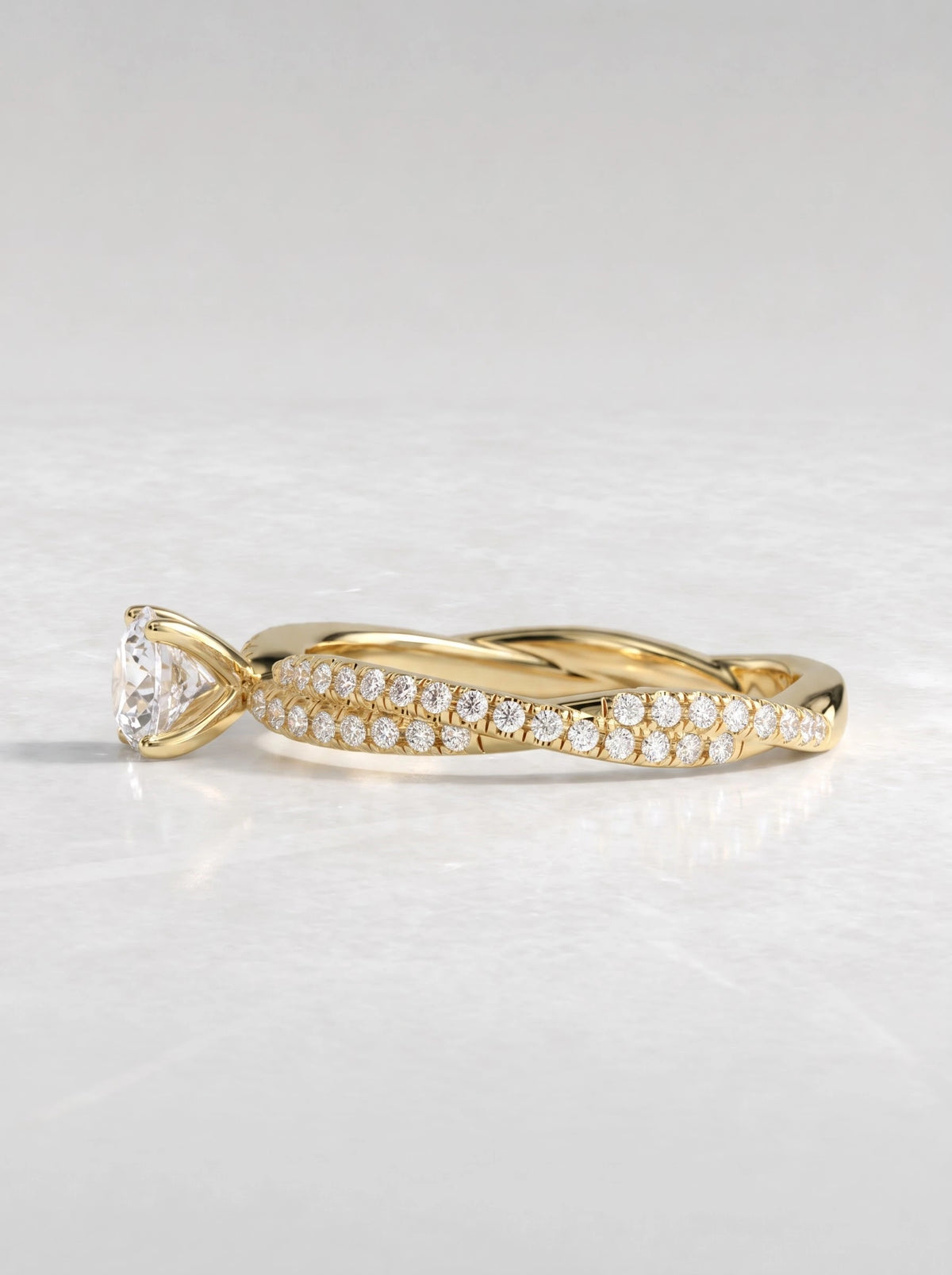 Timeless Solitare With Accent, Twisted Shank Lab-Grown Diamond Engagement Ring - View 3