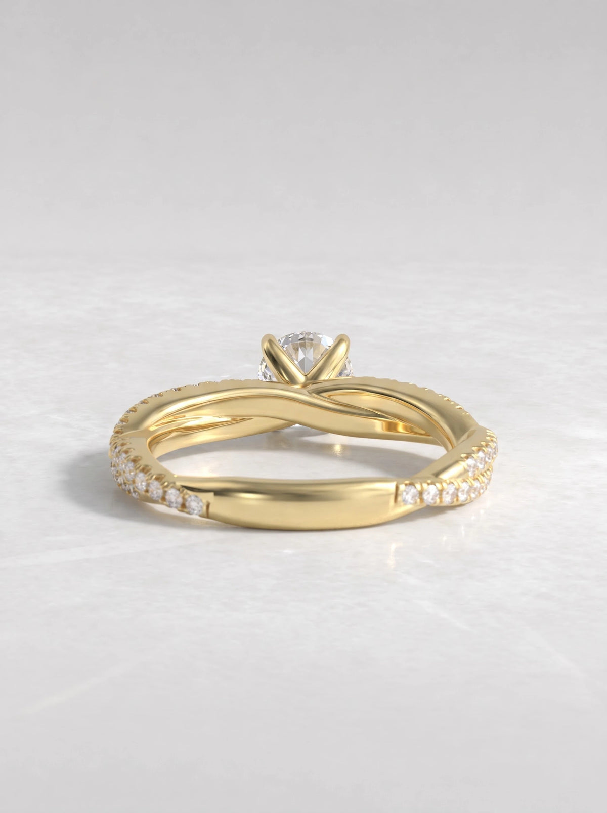 Timeless Solitare With Accent, Twisted Shank Lab-Grown Diamond Engagement Ring - View 4