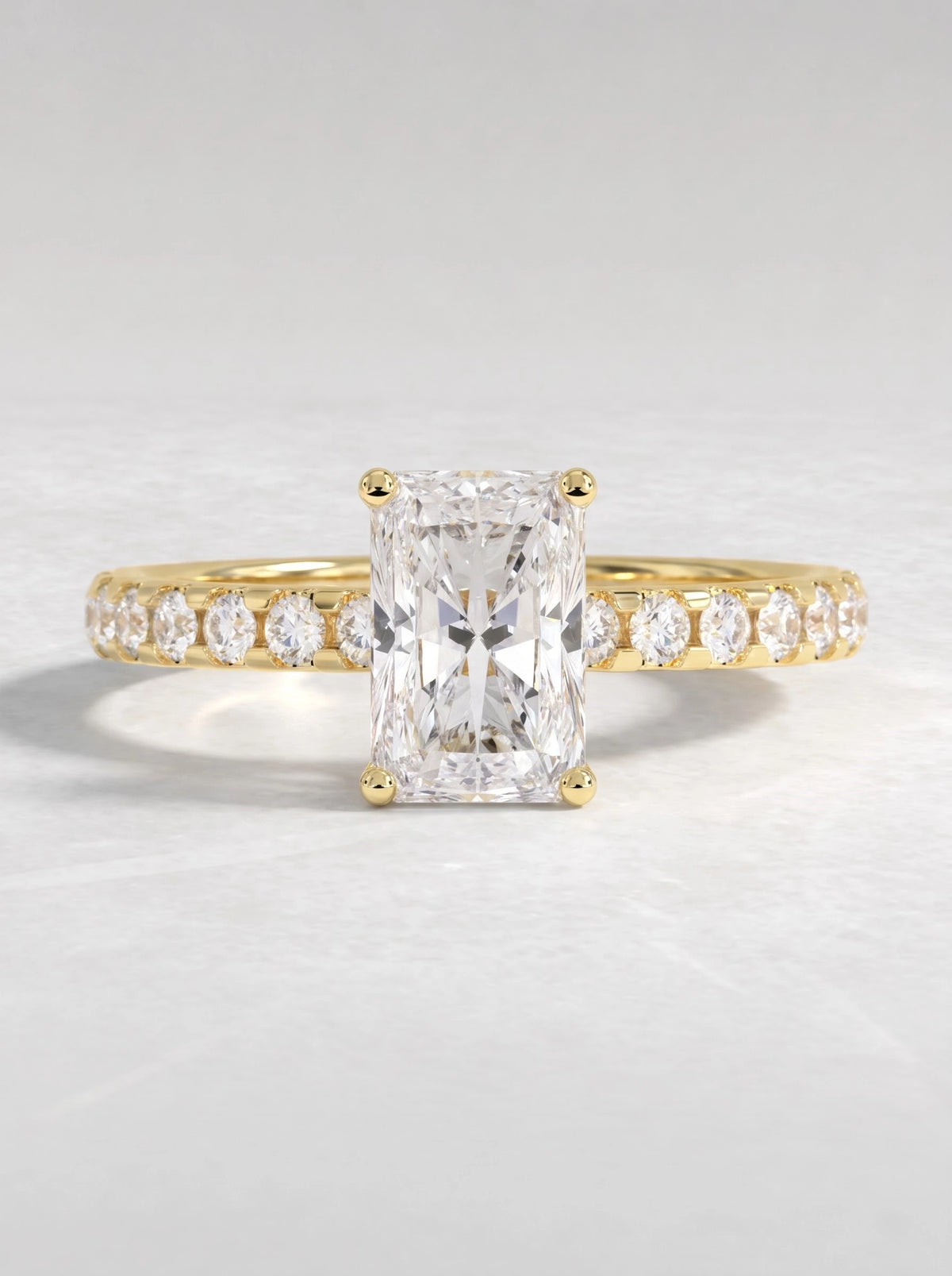 Vintage-Inspired Hidden Halo, Solitare With Accent Radiant Cut Lab-Grown Diamond Bridal Ring