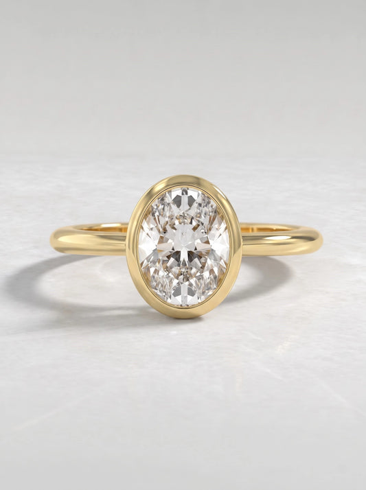 Vintage-Inspired Solitaire Oval Cut Lab-Grown Diamond Engagement Ring - View 2